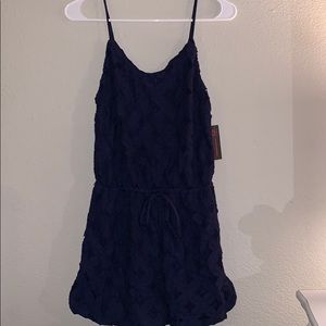 Blue Flower Spaghetti Strap Romper
